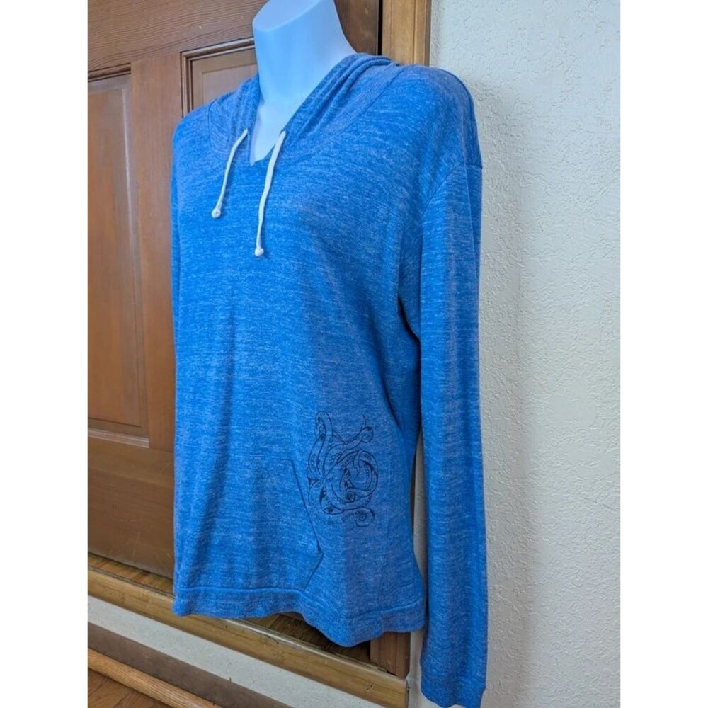 Octopus Ink Blue Graphic Lightweight T-Shirt Hoodie Pullover Women's Size XL